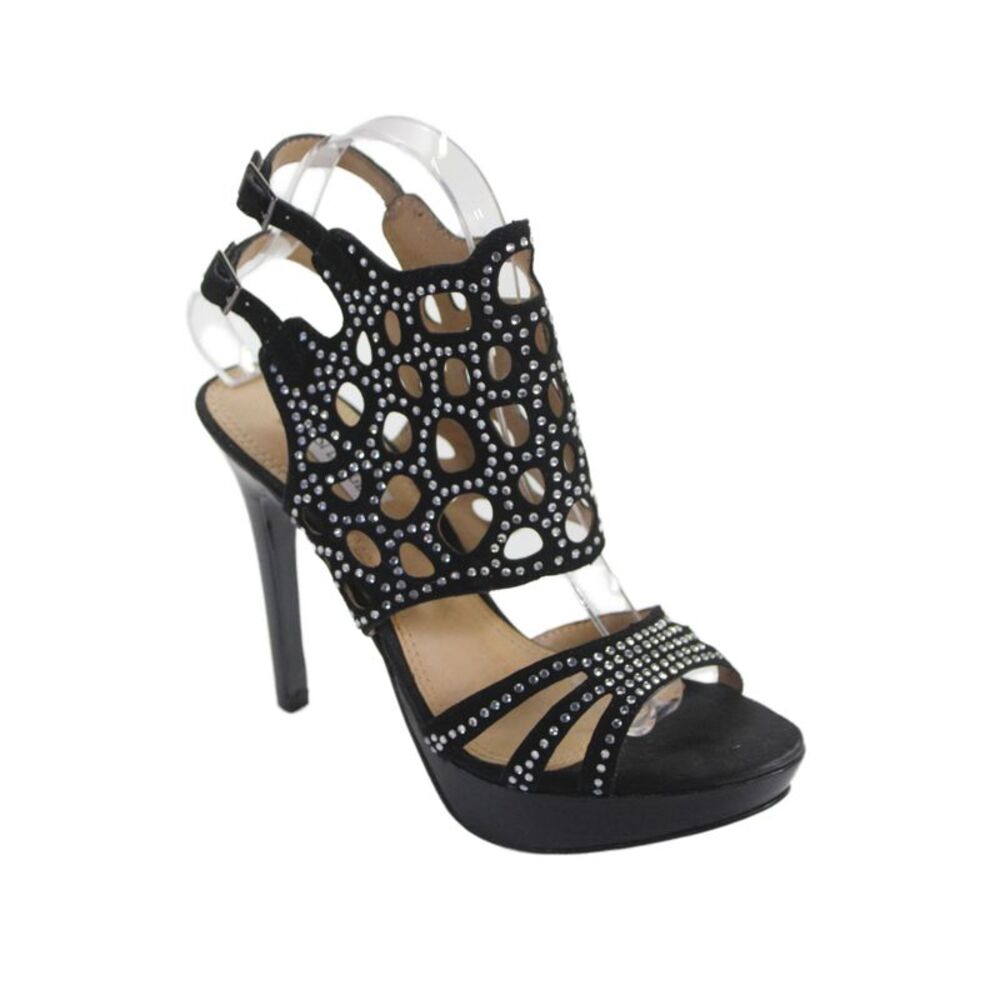 Kelsi Dagger Brooklyn Womens Jeweled Brandi Platform Heels Black Size 7.5